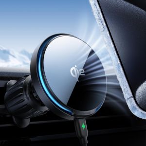QI2 15W Chargeur Voiture pour Magsafe - [Ventilateur Refroidissement & Puce Intelligente] Support T&eacute;l&eacute;phone Voiture Magn&eacute;tique avec Crochet M&eacute;tal, 360&deg;Rotation, pour iPhone 17/16/15/14/13/12 - Neuf