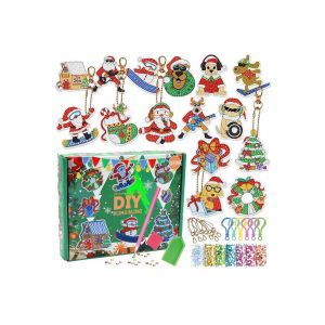 Kit de 15 porte-cl&eacute;s de No&euml;l &agrave; peindre avec des diamants, comprenant tous les outils. - Neuf