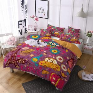 Tour Eiffel Paris Housse Couette X Cm Polyester-Coton Parure Lit Doux Confortable Housse De Couette X Fille Avec Taies D'oreiller Xcm - Neuf