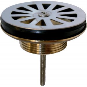 JGD-30724329 Bonde pour &eacute;vier de cuisine 1 bac &Oslash;60 mm en laiton &agrave; grille plate inox, chrom&eacute; - Neuf