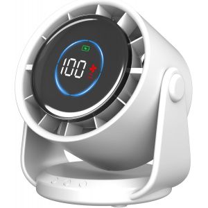 Ventilateur De Bureau Rechargeable,Ventilateur Usb Silencieux,100 Vitesses Avec Fonction Mémoire,Affichage Led, Pivotant 115°,Ventilateur Suspendable,Pour Chambre Bureau Cuisine Ca[VEN750024] - Neuf