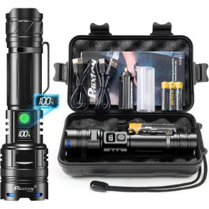 Lampe torche LED rechargeable super lumineuse 100 000 lumens - Mode unique - Longue distance 1000 mètres - Lampe torche puissante zoomable - Longue durée de vie - Toucher puissant 10 h - Neuf