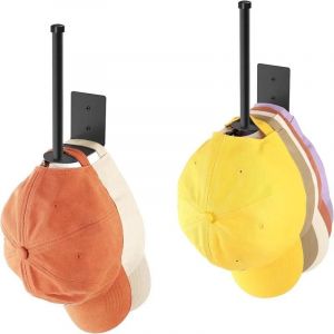 Paquet De 2 Supports À Chapeaux Pour Casquettes De Baseball,Organisateur De Chapeaux En Acier Inoxydable Pour Casquette De Baseball,Organisateur De Rangement De Porte-Chapeau.Black. - Neuf