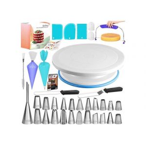 Kit De D&eacute;coration De G&acirc;teaux 64 Pi&egrave;ces Avec Plateau Tournant, Poches &Agrave; Douille, Embouts Et Spatules Pour Toutes Les Occasions - Neuf