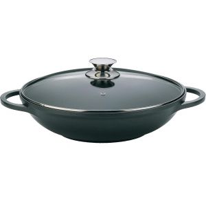 Subzonal-Wok Po&ecirc;le Wok Woktopf Induction 36cm Fonte D'aluminium Avec Couvercle Po&ecirc;le &Agrave; Frire Marmorbeschichtung Silikongriffe - Neuf