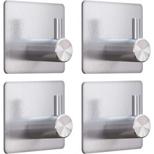 Eryi-Lot De 4 Porte-Serviettes Sans Perçage - En Acier Inoxydable - Pour Salle De Bain Et Cuisine - De Qualité Supérieure - Argenté - Neuf