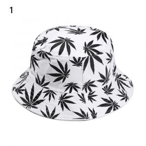 Chapeau Seau Panama Couleur Bonbon/Hip Hop Feuille D'érable Coton Pliable Mode D'été Soleil Casquette De Pêcheur À Dessus Plat Unisexe Casquettes D'extérieur #A - Neuf