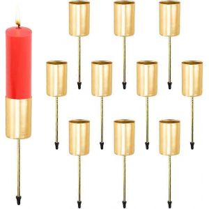 2024,Skytowards Pack De 10 Bougeoirs Couronne De L'avent Or Avec &Eacute;pine Chandelier B&acirc;ton Bougie Couronne De L'avent B&acirc;ton Bougie Bougie Bouchon - Neuf