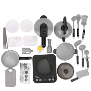 Lot de 24 ustensiles de cuisine pour enfants, jeu de role, cuiseur, refroidissement, cadeau, jouets interactifs (noir) - Neuf