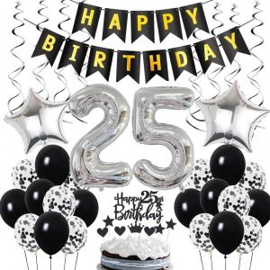 AYUHR-Décoration 58e anniversaire, déco anniversaire 58 ans hommes, déco 58e anniversaire homme, déco 58 ballon noir et argent, déco ballon fête 58e anniversaire, déco 58e anniversaire homme femme - Neuf