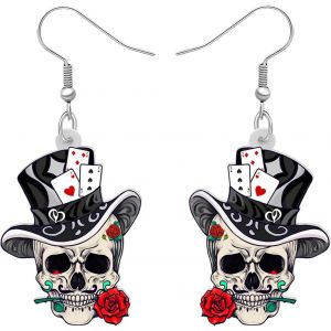 Kal-Acrylique Créatif Mignon Halloween Crâne De Sucre Squelette Boucles D'oreilles Pendantes Pour Femmes Filles Nouveauté Saison De L'effroi Bijoux Gothiques Pour Cadeaux - Neuf