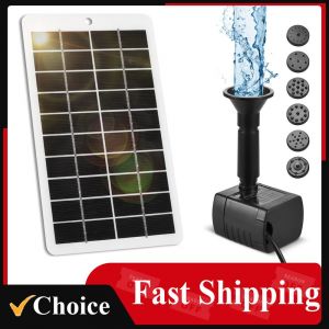 Pompe de fontaine d'eau solaire extérieure 4W 5V Kit de panneau solaire débit 200L/H pompe à eau solaire extérieure avec 9 buses 6 Modes - Neuf