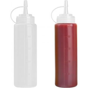 Mevronisshop-Bouteille Sauce Avec Bec Verseur 250ml (Lot De 2), Plastique Flacon Pour Sauce Tomate & Huile Olive & Vinaigrette & Moutarde & Peinture, Récipient Sauce De Cuisine - Neuf
