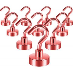 Lot de 10 crochets magnétiques, 10 kg, aimants de terre haute performance, avec crochets, crochets de croisière extra puissants à suspendre (pistolet noir, lot de 10) - Neuf