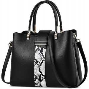 SJZG-Sac &Agrave; Main Femme El&eacute;gant Sac Fourre Tout Mode Motif &Agrave; Carreaux Sac &Agrave; Bandouli&egrave;re Sac Cabas Cuir Pu Sac De Cours Dames Pour Travail Voyage Achats F&ecirc;te Noir - Neuf