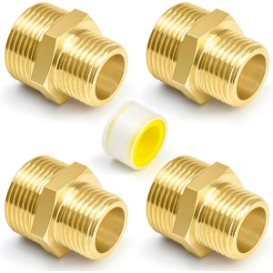 KALANKA-Lot de 4 r&eacute;ducteurs 3/4" vers 1/2 - Raccord double en laiton - R&eacute;ducteur d'eau - Avec bande d'&eacute;tanch&eacute;it&eacute; filet&eacute;e - Convient pour l'eau potable - Neuf