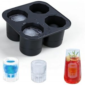 Kalanka-Moule &Agrave; Gla&ccedil;ons, 1pi&egrave;ces De 4 Compartiments Bac &Agrave; Gla&ccedil;ons En Silicone, Gl&ccedil;ons 4,9 Cm Pour Cocktails, Whisky, Vin, Fruits, Pur&eacute;es De Fruits, Glaces,Moule De Verre De Glace &Agrave; Glace Ronde - Neuf