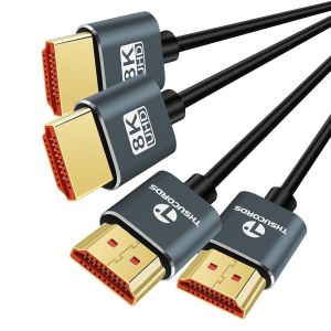 KALANKA-Extra Slim 8K 4K Câble HDMI 3M Lot de 2, Ultra Fins Flexibles HDMI 2.1 Souple et haute vitesse 4K@120Hz 8K@60Hz 48gbps compatible Roku tv/HDTV/PS5/Blu-ray(2 Pièces) - Neuf