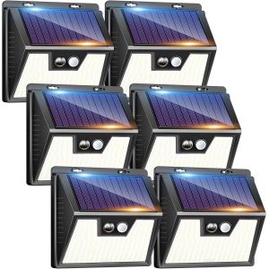 Lampe Solaire Extérieur, [Lot De 6] Lumière Solaire Exterieur, Ip65 Étanche 3 Modes Éclairage Extérieur Solaire, Lampe Solaire Avec Détecteur De Mouvement Pour Jardin Garage Carport - Neuf