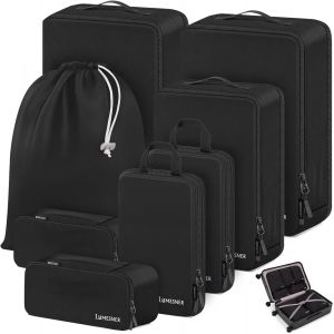Lot De 8 Cubes D'Emballage De Compression Pour Val S De Voyage, Organ Urs De Sacs De Compression Et Cubes De Voyage (8 Pi&egrave;ces, Noir) - Neuf