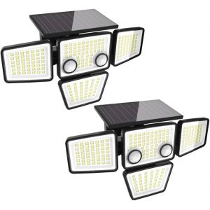 Asfasfq-Lampe Solaire Extérieur Murale 1200lm 188 Leds Avec Détecteur De Mouvement, Lumière Étanche Spot Projecteur Led Angle D'éclairage 270°, 3 Modes Ip65 Pour Porche Cour Patio Jardin Allée Garage - Neuf