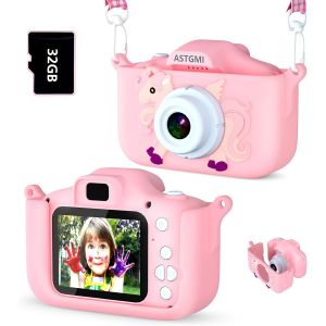 KALANKA-Appareil Photo pour Enfants, 2.0 Pouces Enfant Appareil Photo Num&eacute;rique, Mini Cam&eacute;ra Enfant Rechargeable Cam&eacute;scope Cadeau Jouet Filles Gar&ccedil;ons de 3 &agrave; 10 Ans, vid&eacute;o HD 1080p, 32G SD Carte (Ros - Neuf
