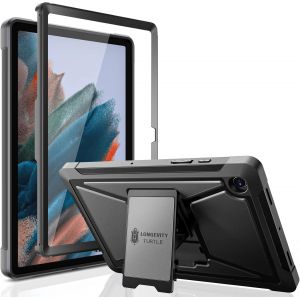 Coque pour Samsung Galaxy Tab A8 LTE 10,5"" 2021 (SM-X200/SM-X205), Protection d'&eacute;cran int&eacute;gr&eacute;e, Coque de Protection compl&egrave;te Double Couche Antichoc avec b&eacute;quille Noir - Neuf