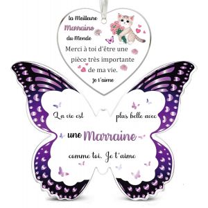 ERSHI-Marraine Cadeaux Femmes 2PC Ensemble Plaque Acrylique Papillon C?ur Ornement Suspendu Anniversaire Marraine Apprécier Fête d[2627] - Neuf