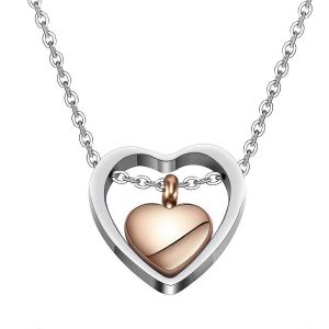 Double Coeur Rose Or Crémation Urne Collier Pendentif Entonnoir Remplir Kit - Neuf
