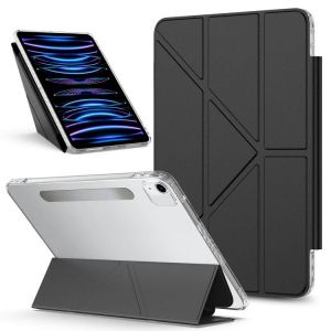 Housse En Cuir Détachable Pour Ipad Air 13 (2024/2025) Et Pro 12.9 (2018) Avec Support Pliable - Noir - Neuf