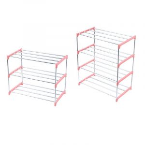 4-Tier Empilables Chaussure Rack, Léger, Pour Porte D'entrée, Couloir Et Placard (Poudre) - Neuf