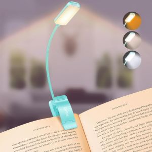 Lampe De Lecture Rechargeable, 9 Led Liseuse Lampe Clip, Gradation Progressive & 3 Modes Protection Des Yeux, 360° Cou Flexible, Indicateur, Longue Travail Pour Lire Au Lit-Bleu - Neuf