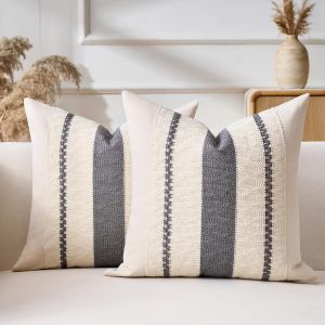 CAUC-Housse de Coussin Canap&eacute; 40x40 Gris Lot de 2 Housse Coussin Canape Moderne Coussins D&eacute;coratifs Canap&eacute; Boho Canape Taie Oreiller pour Chambre Salon Ferme Village Banquette Maison D&eacute;coration - Neuf
