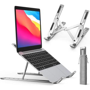 Support Ordinateur Portable,Support PC Portable Pliable à Surélever 6 Angles Réglable,Antidérapant en Aluminium Ventilé Stand Compatible avec Laptop,Tablet ¿Argent - Neuf
