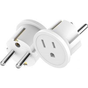 2 Pièces Adaptateur Prise Americaine vers France,Adaptateur de Voyage USA vers Francais,Adapter Secteur Plug US vers EU,Prise de Voyage États Unis Européenne - Neuf