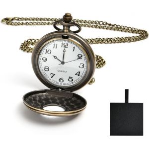 Trahoo-Montre De Poche Vintage,Montre De Poche À Quartz Avec Chaîne,Montre À Gousset Homme,Chaîne Montre Gousset Ancienne À Chiffres Romains Classiques Montre En Alliage Pour Hommes - Neuf