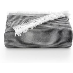 Ytfhg-Plaid Multifonction Pour Lit Et Canapé. Plaid - Couvre-Lit En Coton Doux Et Respirant Nid D'abeille - 180 X 140 Cm, Noir - Neuf