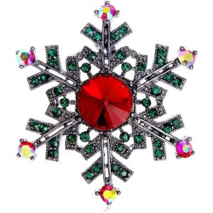 Kjdal-Délicat Broche De Flocon De Neige Pour Femmes Filles Strass Coloré Cz Hiver Congelé Fleur Costume De Noël Épingles Clip Pull Foulards Chapeau Corsage Broches Broches Mode Noël Bijoux Cadeaux,47 - Neuf
