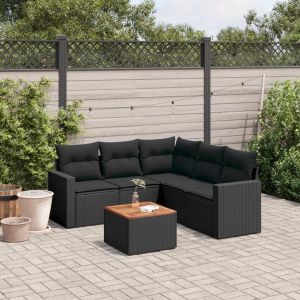Prolenta Premium - Salon De Jardin 6 Pcs Avec Coussins Noir R&eacute;sine Tress&eacute;e - Neuf