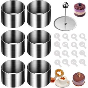 Jexnovashop-6 Pi&egrave;ces Anneaux De Dessert Bagues &Agrave; G&acirc;teau Anneaux De Cuisine Anneaux &Agrave; G&acirc;teau Mousse Ronds En Acier Cercle A Patisserie Moule Anneau De G&acirc;teau En Acier Inoxydable Pour Mousse Sweet Cake - Neuf