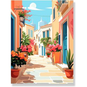 5d Diy Diamond Painting Kits Paysage,Rue Broderie Diamant Kits De Broderie Au Point De Croix Strass Rond Résine Peinture Décor À La Maison 30x40 Cm - Neuf