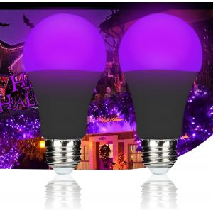 9w Uv Ampoule De Lumière Noire Avec Éclairage Violet,E27 Ampoule De Nuit Noire 395nm Lumière Noire Pour La Peinture De Corps,Anniversaire D'enfant,Halloween,Fête (2,Black) - Neuf