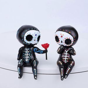 Sucre Crâne Rose Couple Figurine Jusqu'à La Mort Résine Couple Collectionnable Mini Statu Décoratif - Neuf