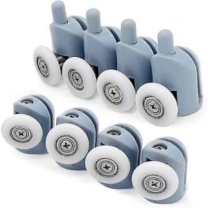 Nouveau produit,roulette de porte coulissante de 23 mm,8 rouleaux de porte de douche,coureur de roue à rouleau double réglable - Neuf