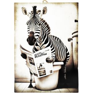 ERYI-Tableau Série Animaux Sur Eau, Mobilier De Toilette, Impression Sur Bois, 25 X 18 Cm (Zèbre) - Neuf