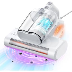 Aspirateur de Matelas avec Filtre HEPA, 16Kpa Aspirateur Anti Acariens avec lumière UV, Aspirateur à Main pour acariens, 600W Aspirateur à Main Filaire pour lit, canapé, Poils d'animaux (Blan) - Neuf