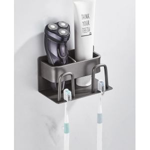 Cauc-Support De Brosse &Agrave; Dents &Eacute;lectrique En Aluminium, Porte Brosse &Agrave; Dents Mural, Auto-Adh&eacute;sif Porte Brosse &Agrave; Dents Electrique, Porte Dentifrice Rasoir Organisateur Pour Salle De Bain - Neuf
