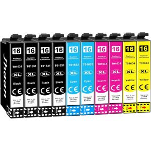 16XL Cartouches d'encre pour Epson 16 XL Compatible avec Workforce WF-2750DWF WF-2760DWF WF-2630WF WF-2650DWF WF-2660DWF WF-2510WF WF-2520NF WF-2530WF WF-2540WF WF-2010W (10 Pack) - Neuf