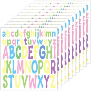 520pcs Autocollants Lettres, 10 Feuilles D'autocollants Lettres Minuscules Majuscules 2,5 Cm 5 Cm Autocollants Vinyle Imperméables Scrapbooking Affiche Artisanat (Coloré C) - Neuf
