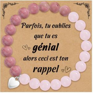 Kalanka-Cadeau Femme Bracelet Pierre Naturelle Pour Femme Idee Cadeau Anniversaire Noël Saint Valentin Bracelet De Perle Avec Pendentif En C?ur Pour Maman Fille S?ur Amie Ado Couple - Neuf